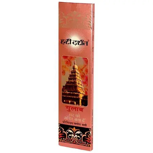 Hari Darshan TEMPLE ROSE Premium Flora Batti Incense Sticks (12 sticks)