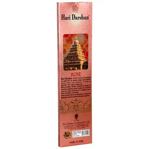 Hari Darshan TEMPLE ROSE Premium Flora Batti Incense Sticks (12 sticks)