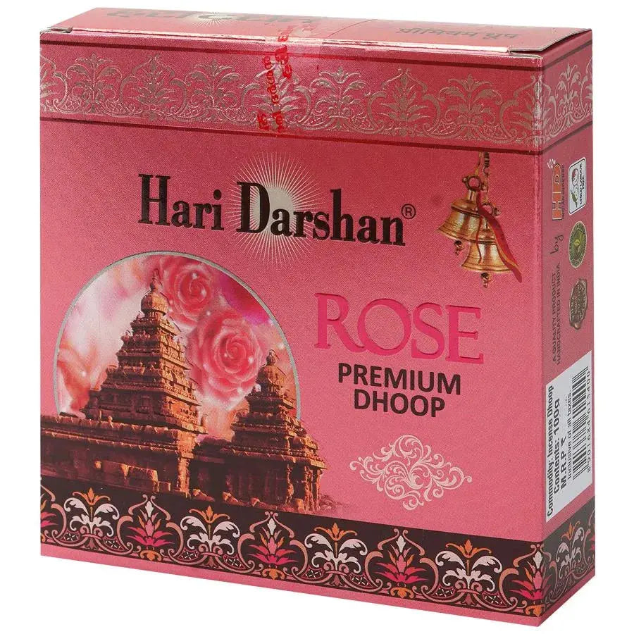 Hari Darshan TEMPLE ROSE Premium Dhoop Wet Dhoop Sticks (100 gms)