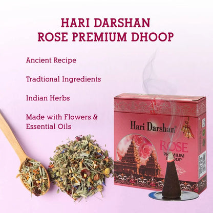 Hari Darshan TEMPLE ROSE Premium Dhoop Wet Dhoop Sticks (100 gms)