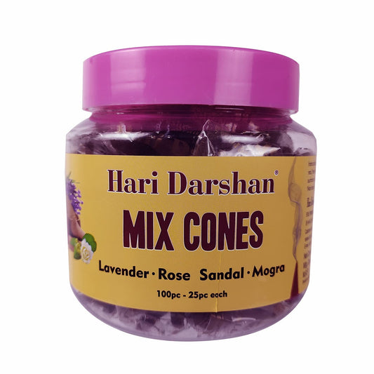 Hari Darshan Mix Cones (Lavender, Rose, Sandal, Mogra) (100 cones)
