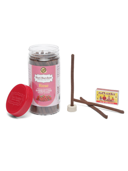 Hari Darshan ROSE Premium Fragrance Bamboo less Dhoop Sticks (125 gms)