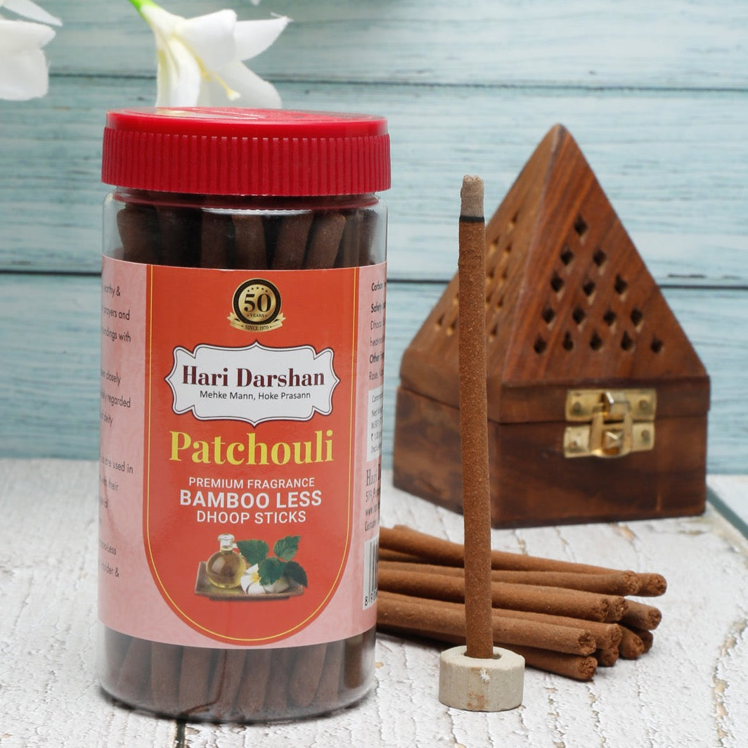 Hari Darshan PATCHOULI Premium Fragrance Bamboo less Dhoop Sticks (125 gms)