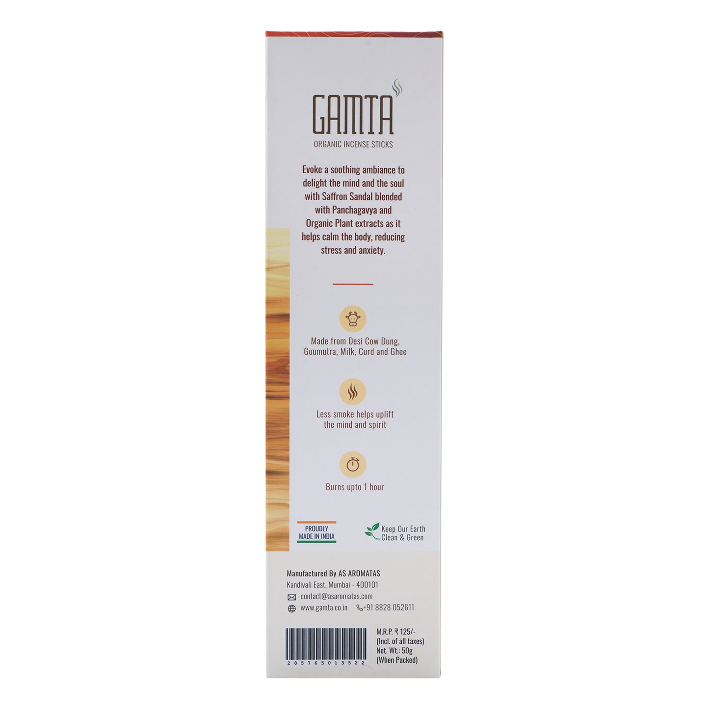 Gamta SAFFRON SANDAL Organic Incense Sticks (30 sticks)