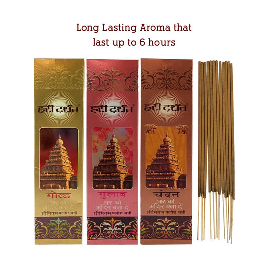 Combo of 3 Hari Darshan TEMPLE Premium Flora Batti Incense Sticks (12sticks*3= 36 sticks)