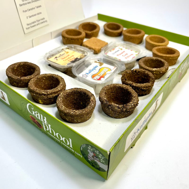 Kailapira GAU PHOOL Handmade Sambrani Cups (12 cups)