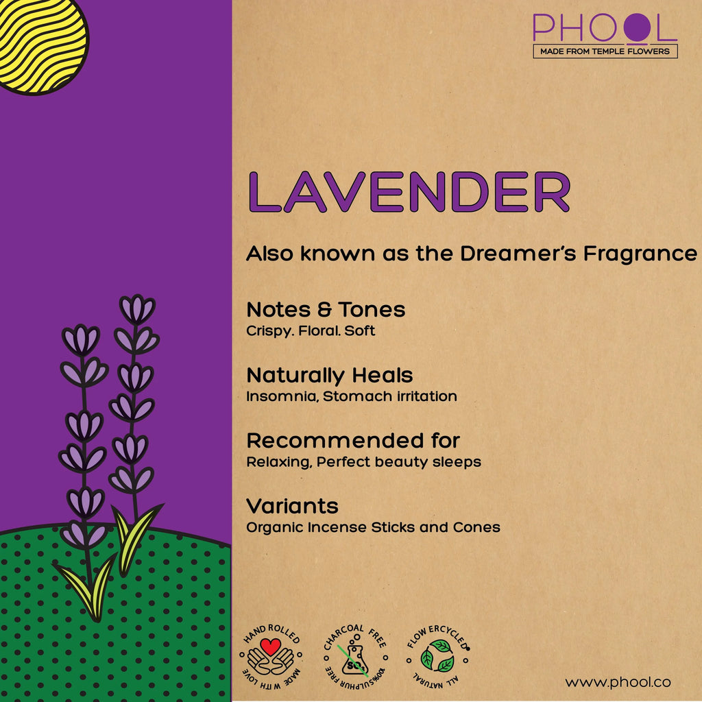 Phool LAVENDER Luxury Incense Cones (40 cones)