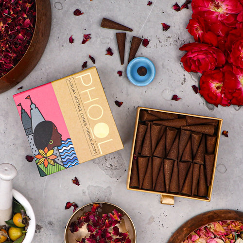Phool INDIAN ROSE Luxury Incense Cones (40 cones)