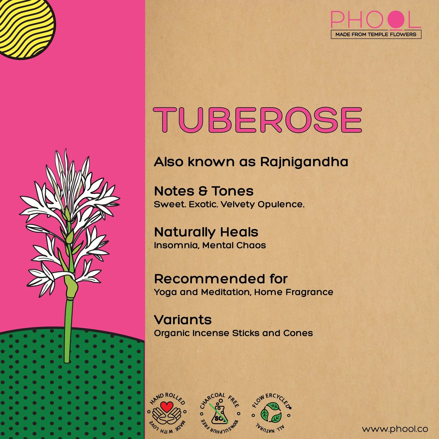 Phool TUBEROSE Luxury Incense Cones (40 cones)