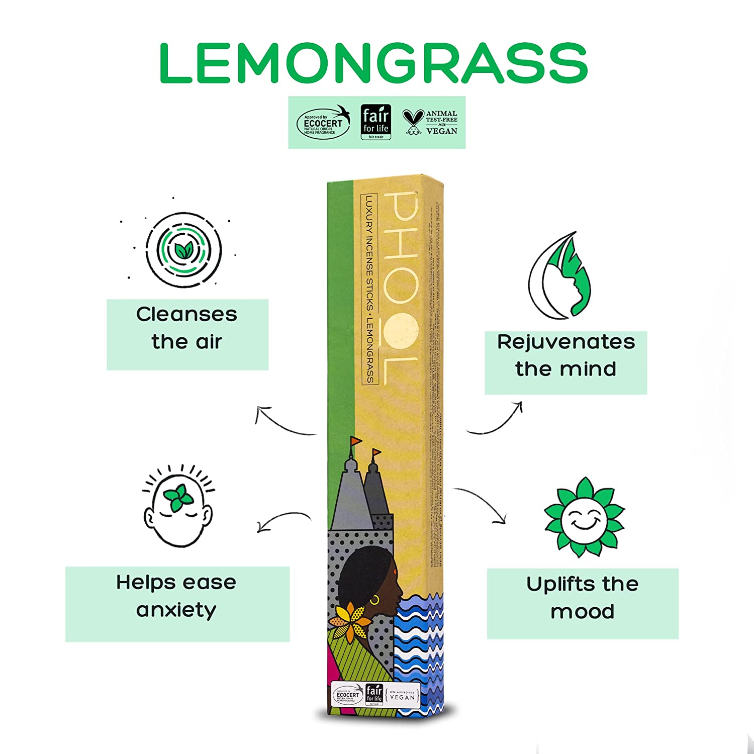 Phool LEMONGRASS Luxury Incense Sticks (40 sticks)