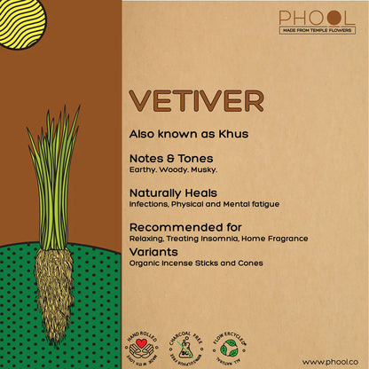 Phool VETIVER Luxury Incense Cones (40 cones)