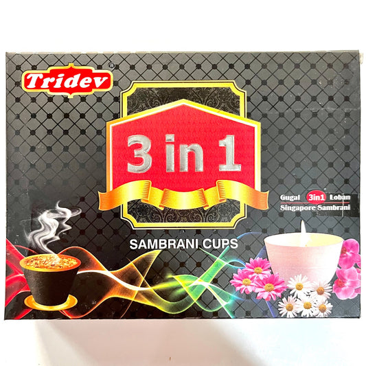 Tridev 3in1 Sambrani Cups (12 cups)