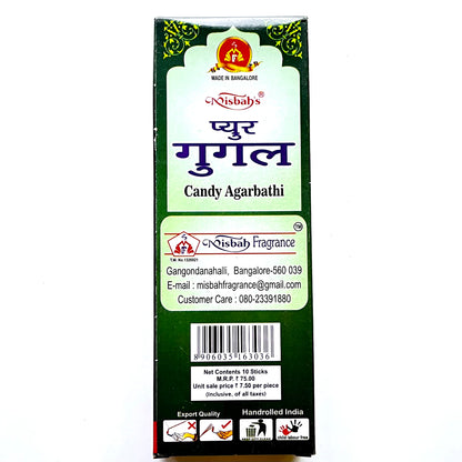 Misbah's PURE GUGGAL Candy Agarbathi Thick Incense Sticks (10 sticks)