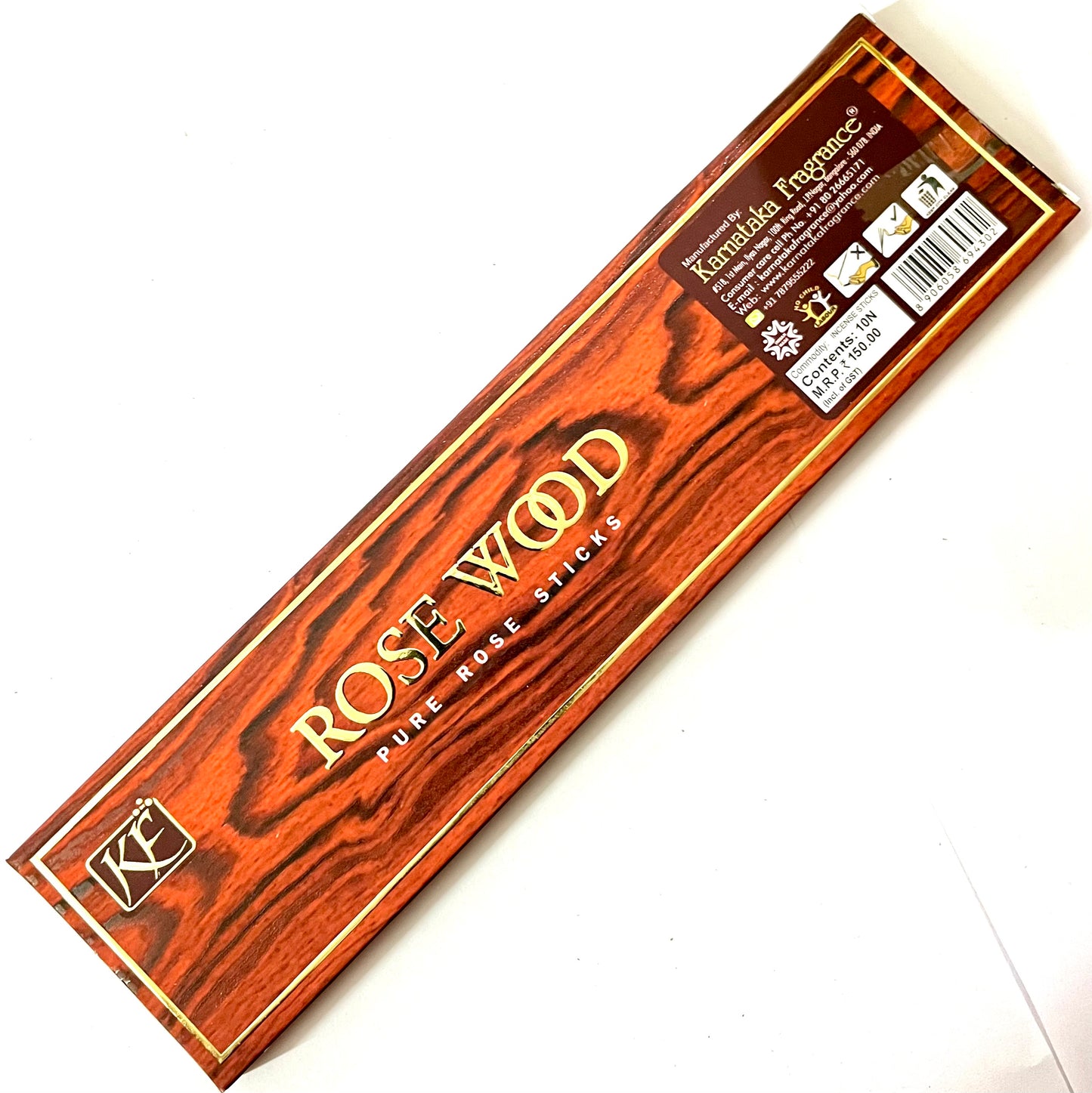 Karnataka Fragrance ROSE WOOD Pure Rose Incense Sticks (10 Sticks)