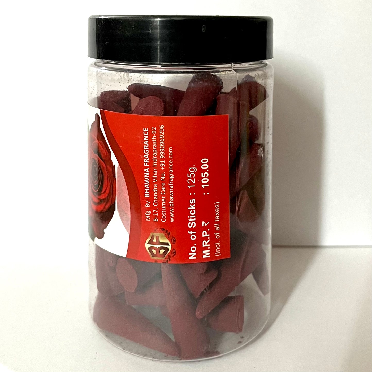 Bhawna Sugandh ROSE Incense Cones Jar (125 gms)