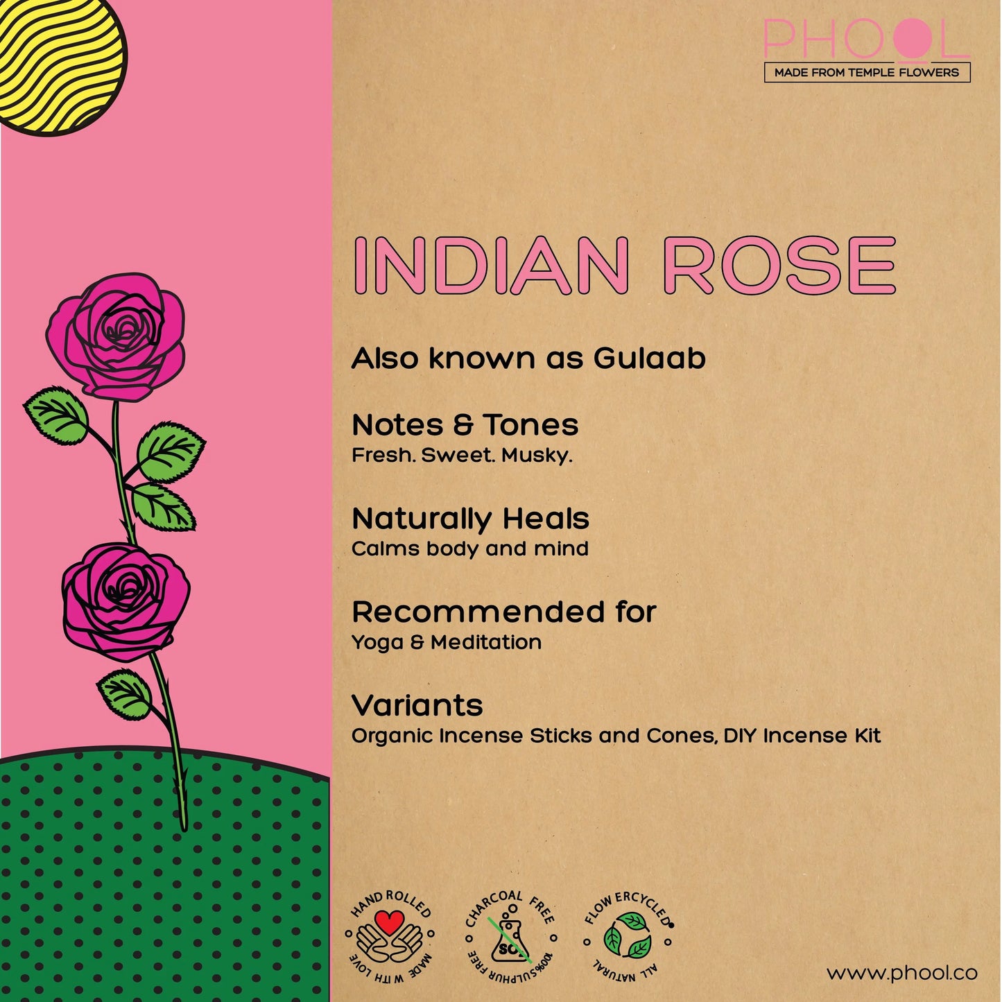 Phool INDIAN ROSE Luxury Incense Sticks (40 sticks)