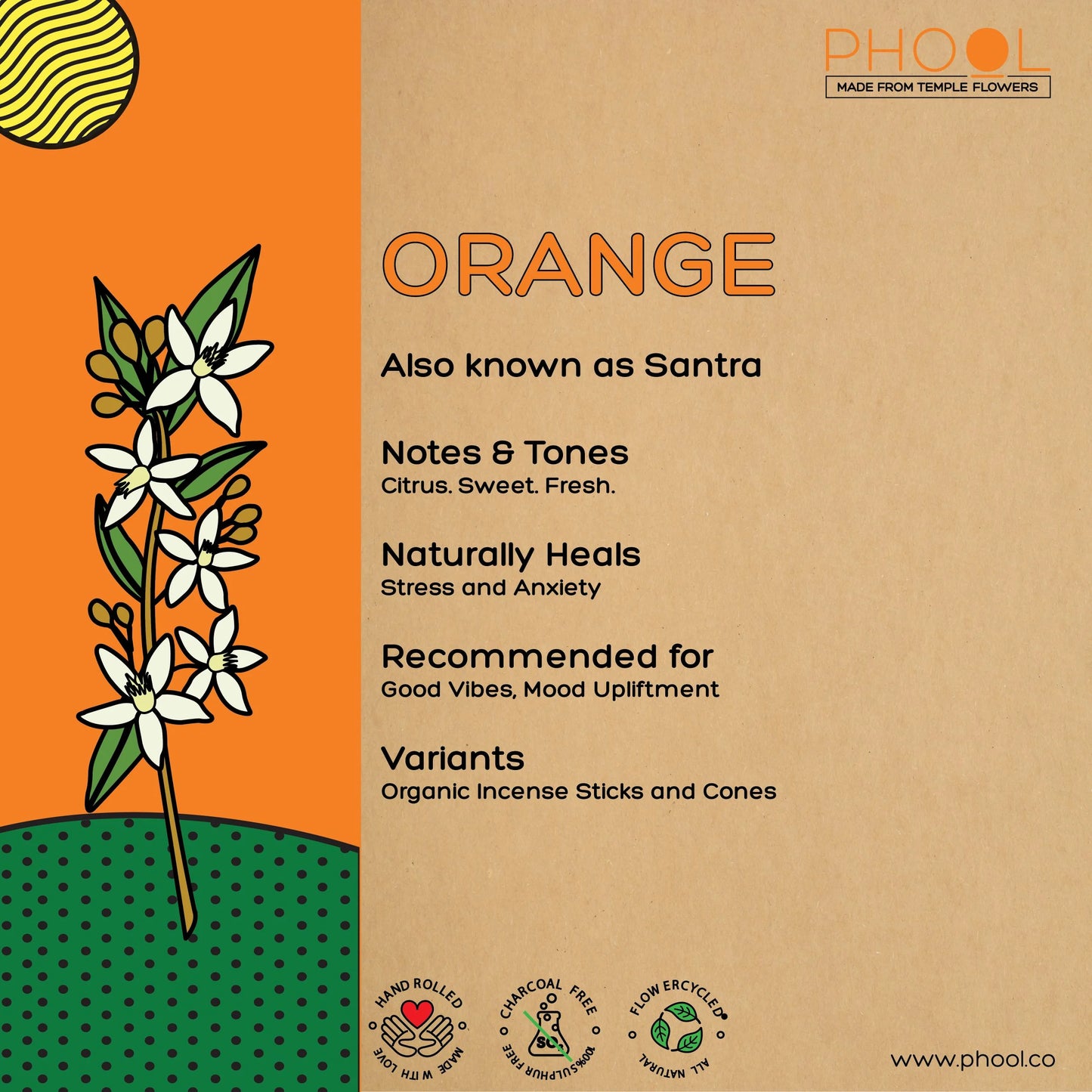 Phool ORANGE Luxury Incense Sticks (40 sticks)